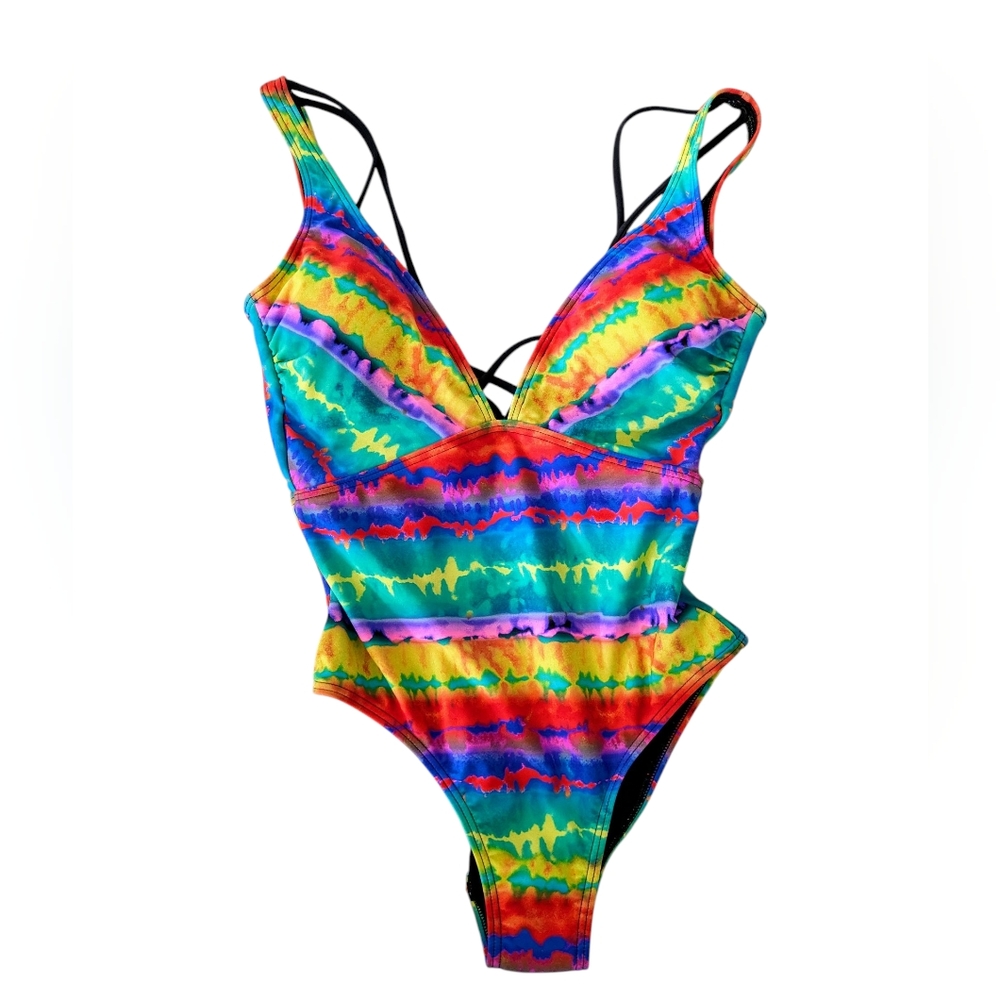 Heat Multicolor One-Piece Swimsuit with Bra Women's Size Small‎
